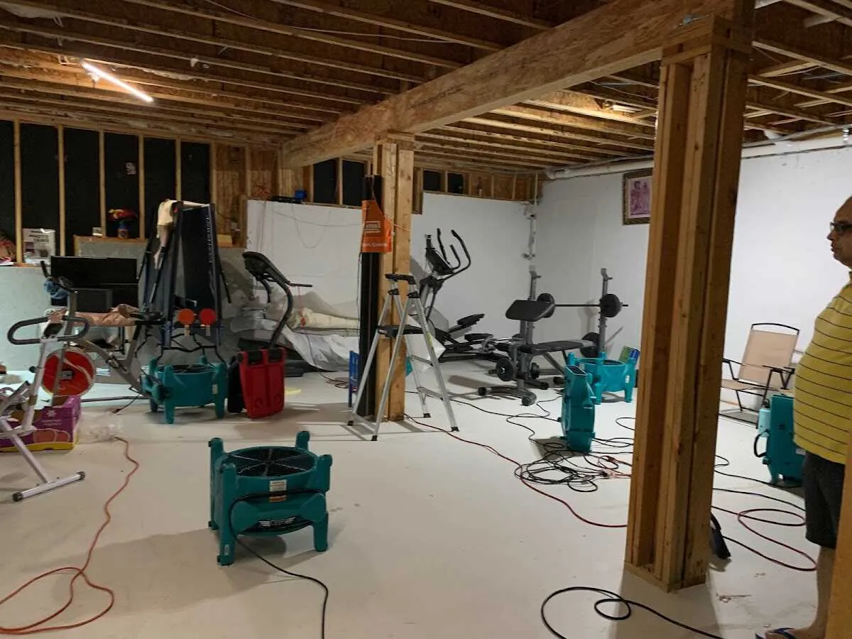 Basement drying equipment setup for Contents Cleaning & Restoration in Breckenridge